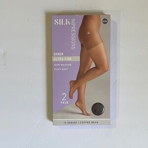 XXXL Impressions Shimmer Sheer Pantyhose High Waist 20 Denier 2-Pack Coffee Bean